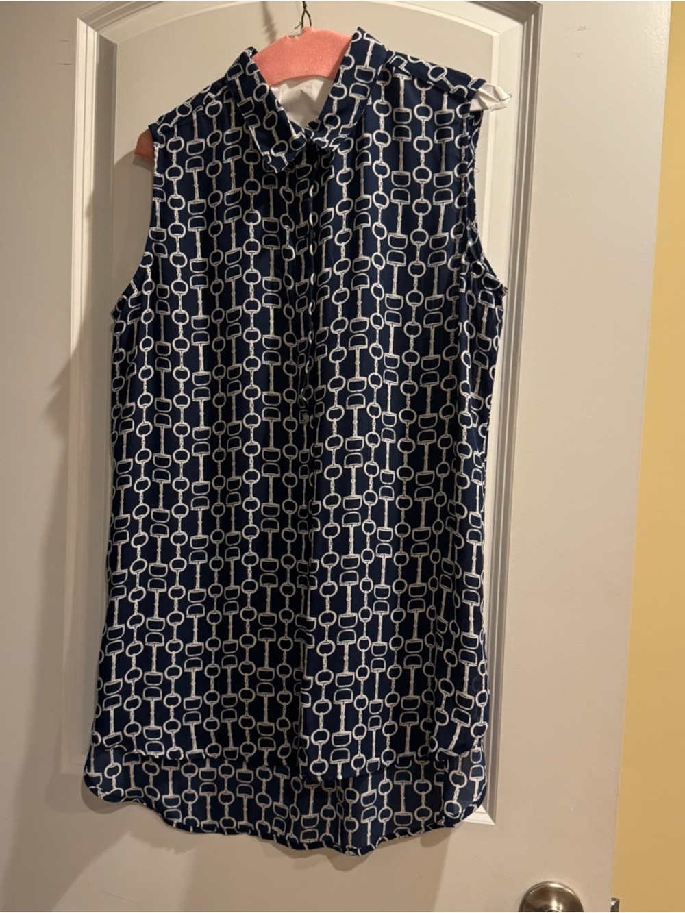 Roz & Ali Navy and White Geometric Sleeveless Tunic
